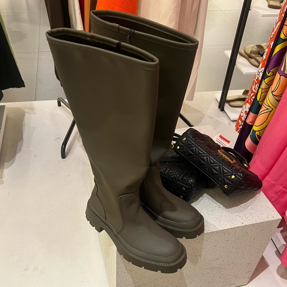 Zara green rain boots